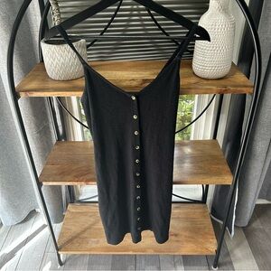 Free People Black Spaghetti Strap Button-Up Cotton Blend Dress. Women’s Medium